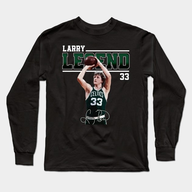 Larry Bird Legend Air Bird Basketball Signature Vintage Retro 80s 90s Bootleg Rap Style Long Sleeve T-Shirt by CarDE